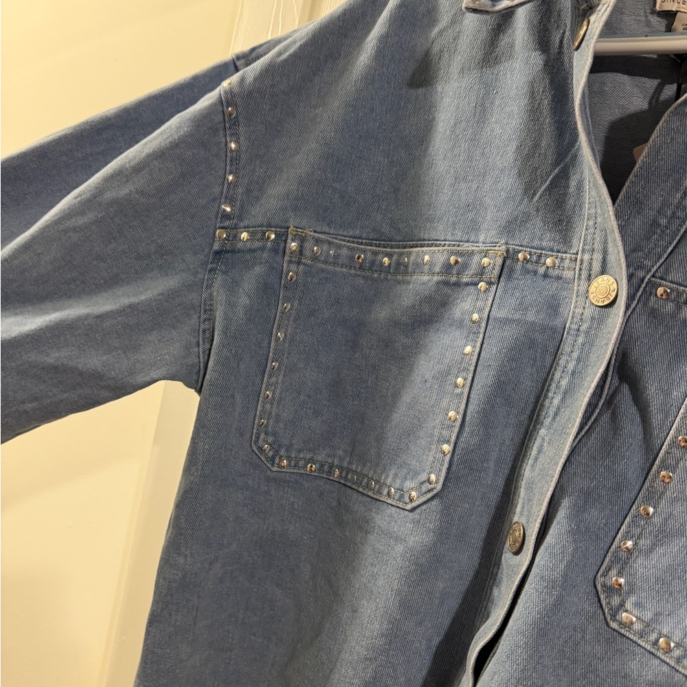 Sincerely Jules Blue Denim Stud-Detail Jacket XL NWT. (Small mark as shown) - Picture 2 of 6